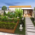 Chinese Garden Landscape With Traditional Architecture Stone Path Garden Plants Rockery And Stone Lanterns