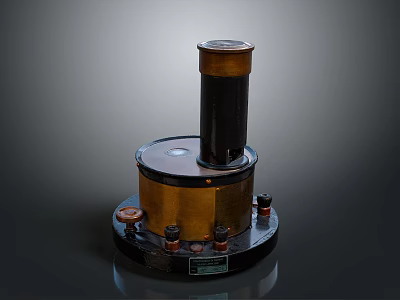 Metallic Industrial Electronic Device Featuring Cylindrical Body And Circular Base With Control Knobs 3d model