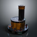 Metallic Industrial Electronic Device Featuring Cylindrical Body And Circular Base With Control Knobs