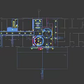Modern Luxury Clubhouse Black Walls Blue Backdrop Golden Logo And Marble Flooring Decorative Lights