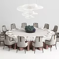 Elegant Modern Round Dining Table Set With Multiple Chairs And Centerpiece Decor 3d model