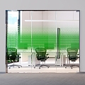 Office white color gradient glass partition 3d model