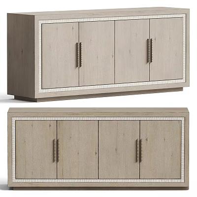Modern Wooden Dresser With Multiple Cabinet Doors And Metal Handles Design 3d model