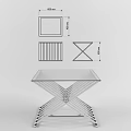 Modern Coffee Table With Glass Top And Metal Cross Frame Design