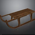 Classic Wooden Sled With Metal Supports For Winter Transport And Traditional Design