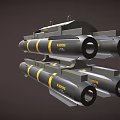 Military Weapon System With R2 Marked Missiles Black Yellow Stripes And Launcher Unit