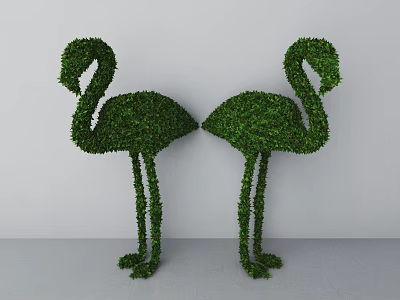 Pair of Flamingo Shaped Shrubs As Decorative Garden Sculptures For Outdoor Spaces 3d model