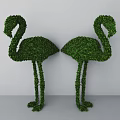 Pair of Flamingo Shaped Shrubs As Decorative Garden Sculptures For Outdoor Spaces