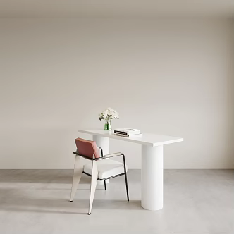 Desk Desk Chair Vase Books Leisure Chair Table 3d model