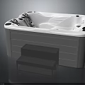 Modern White and Gray Jacuzzi with Steps Multiple Jets and Control Buttons Design 3d model