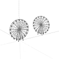 Two Ferris Wheels Black And White Line Art Illustration On White Background