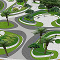 Residential Landscape Design With Curved Paths Water Features And Lush Greenery