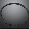Artistic Ancient Green Metal Circular Ring Sculpture With Rustic Surface Texture
