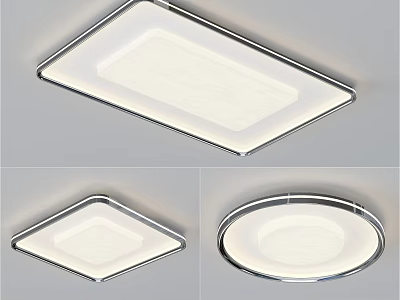 Modern Ceiling Light Design Featuring Square And Round Shapes Metal Frame White Panel 3d model