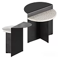 Modern Stylish Side Table With Terrazzo Top Black Metal Frame And Gold Accent Tray