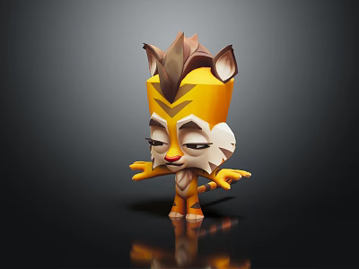 3D Cartoon Lion Character With Yellow Fur Brown Mane And Sleepy Expression Open Arms 3d model
