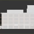Red Brick Multi Story Commercial Building With Wooden Roof And Windows