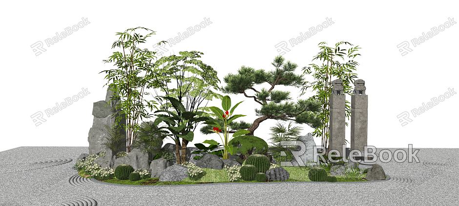 New Chinese style landscape sketch rockery stone courtyard landscape plants model