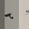 Black And White Security Cameras Mounted On Wall For Surveillance Setup 3d model
