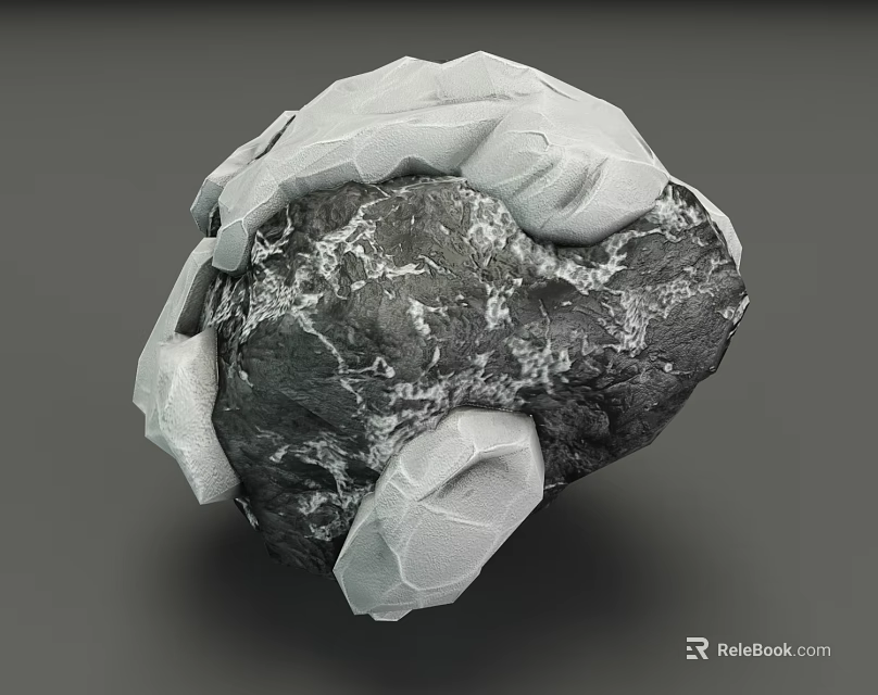 Natural Stone and Wood 3D Model with Textured Surface and Detailed Design 3d model 