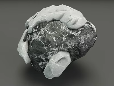 Natural Stone and Wood 3D Model with Textured Surface and Detailed Design 3d model