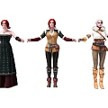Three Female Game Movie Characters With Unique Fantasy Adventure Costumes