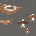 Modern Pendant Lights With Wooden Shades Brass Accents And Unique Shapes