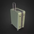 Green Modern Suitcase With Telescopic Handle Vertical Stripes And Wheels 3d model
