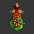 Colorful Lizard Game Movie Character With Big Blue Eyes Green Leaf And Yellow Flower Hat