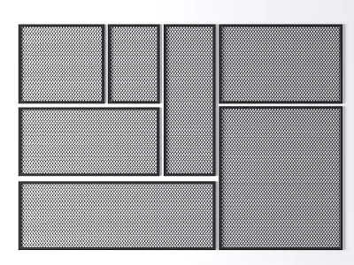 Various Shaped Metal Mesh Fence Panels 3d model