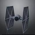Detailed TIE Fighter Spacecraft Model With Twin Ion Engine And Wings