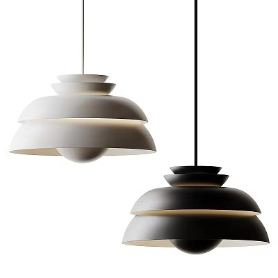 Modern Layered Design Pendant Lights With White And Black Multi-tiered Shades 3d model