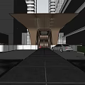 Garden Landscape Design with Modern High Rise Low Rise Buildings Entrance and Trees