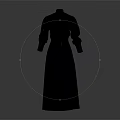 Elegant Navy Blue Long Sleeve High Neck Fitted Waist Long Dress Design
