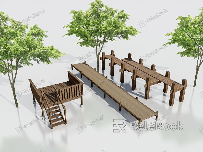 Modern plank road wooden plank road water plank road wooden platform model