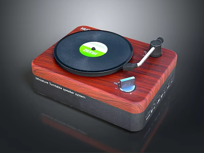 Premium Headphone Speaker Turntable with Classic Wooden Design and Vinyl Record Player 3d model