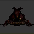Large Horned Beetle With Shiny Dark Exoskeleton And Detailed Legs On Dark Background