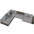 Modern L shaped Sectional Sofa with Gray Fabric Plush Cushions and Dark Base