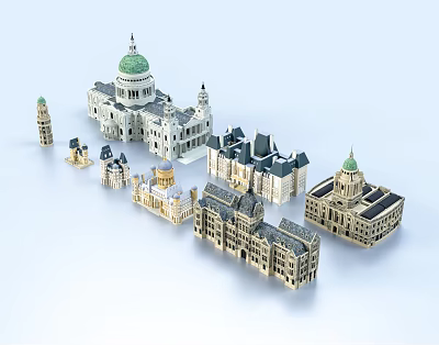 European-style architecture Russian-built architecture appearance fairy tale castle 3d model