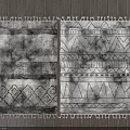Modern Square Rugs With Geometric Patterns Fringed Edges And Gray Tones On Wooden Floor