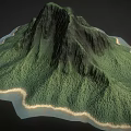 Natural Island Landscape With Lush Green Mountain Peaks And Coastal Shoreline