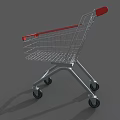Commercial Shopping Cart with Metal Frame Red Accents and Durable Wheels for Retail Store Use