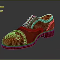 Stylish Red Leather Brogue Shoes With White Laces Intricate Perforations And Leather Sole