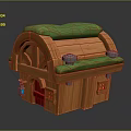 Wooden Cabin Design with Green Roof Red Door Wooden Structure Metal Details