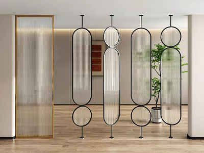 Modern Screen Dividers With Glass And Metal Frames 3d model