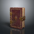 Vintage Leather Case With Decorative Lock Red Gemstone Accent And Ornate Metal Hardware