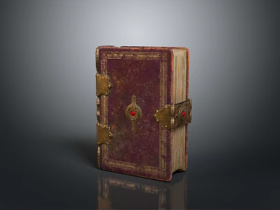Vintage Leather Case With Decorative Lock Red Gemstone Accent And Ornate Metal Hardware 3d model