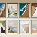 Abstract Paintings With Diverse Styles Natural Themes Waves Mountains And Geometric Shapes Framed Wall Art