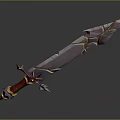 Mythical Fantasy Sword With Gold Red Accents Ornate Blade And Intricate Hilt Design