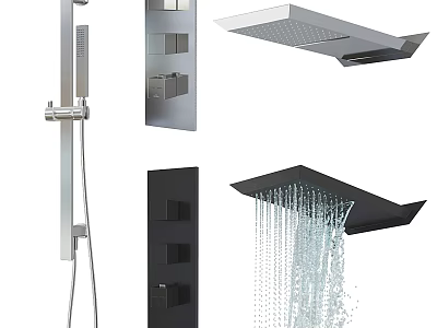 Modern Shower System Featuring Rainfall Head Handheld Spray Control Panel And Smooth Water Flow 3d model